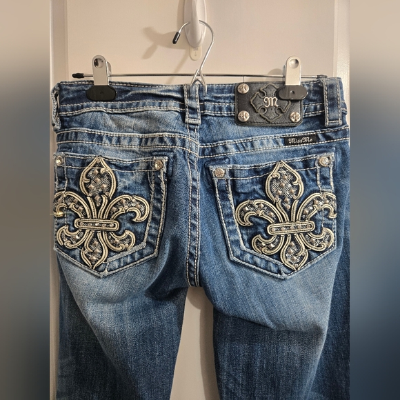 Miss Me Jeans Womens 27 Boot Cut  Medium Wash Jeans Jeweled Pockets - Picture 5 of 12